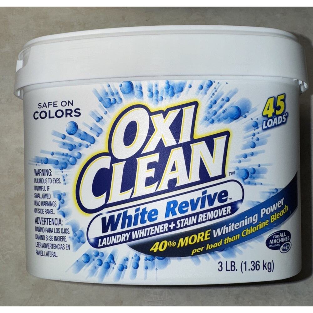 OXICLEAN WHITE REVIVE LAUNDY WHITENING POWDER Stain Remover Color Safe 3 Lb 45 L